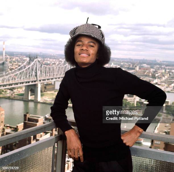 American singer Michael Jackson posing in New York in 1977.