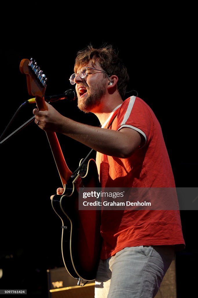 Sam Cromack of Ball Park Music performs on the AO Live Stage during ...