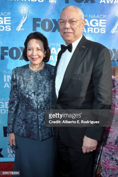 Former United States Secretary of State Colin Powell and Alma Powell arrive at the 42nd NAACP Image Awards held at The Shrine Auditorium on March 4,...