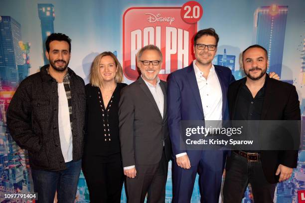 Jonathan Cohen, Dorothée Pousséo, Rich Moore, Phil Johnston and Françoois-Xavier Demaison attend the "Ralph 2.0" French Premiere on January 21, 2019...