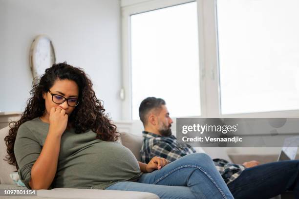 pregnancy depression - couple relationship problem stock pictures, royalty-free photos & images