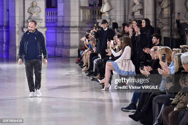 Fashion designer Dany Atrache walks the runway during the Dany Atrache Haute Couture Spring Summer 2018 fashion show as part of Paris Fashion Week on...