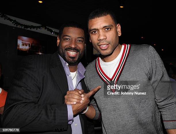 Comedian Talent Harris and retired NBA player/ New York Knicks Assistant General Manager Allan Houston attend the House Of Hype Launch Party at House...