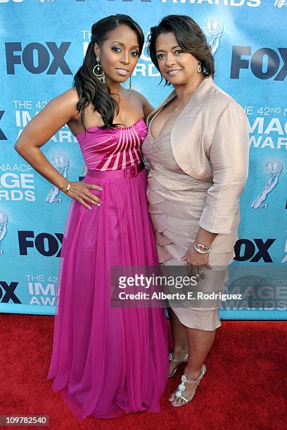 Actress Keshia Knight Pulliam and Denise Pulliam arrive at the 42nd NAACP Image Awards held at The Shrine Auditorium on March 4, 2011 in Los Angeles,...