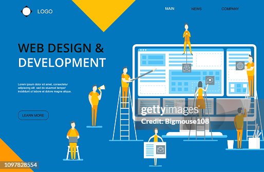 Cartoon Web Design And Development Card Poster Vector High-Res Vector ...