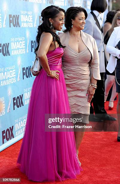 Actress Keshia Knight Pulliam and Denise Pulliam arrive at the 42nd NAACP Image Awards held at The Shrine Auditorium on March 4, 2011 in Los Angeles,...