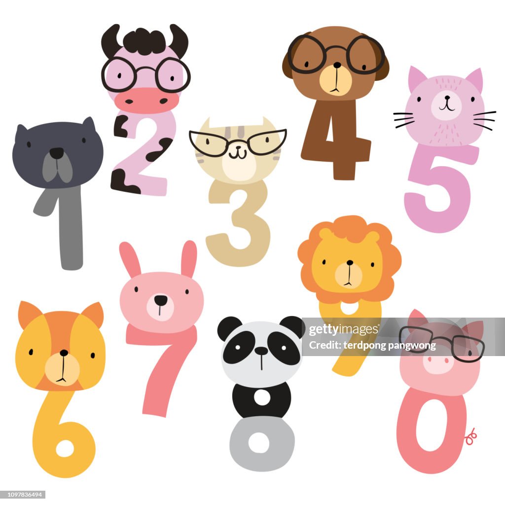 Numerotation Animal Animals Number Vector Design High-Res Vector Graphic - Getty Images