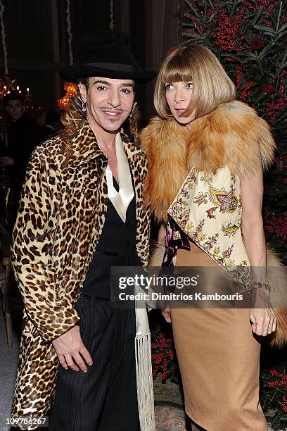 Designer John Galliano and Anna Wintour attend the Dior celebration of the reopening of its 57th Street Boutique - Dinner at LVMH Tower Magic Room on...