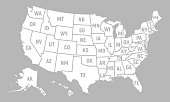 United States of America map with short state names. USA map background. US poster. Vector illustration