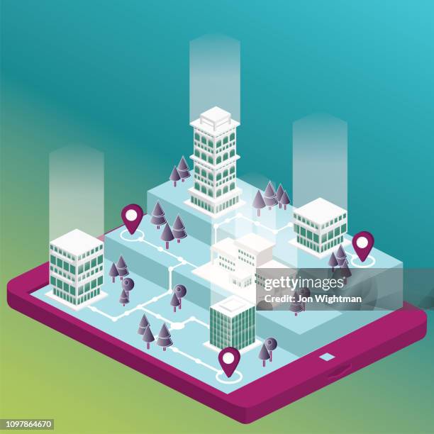 illustrations, cliparts, dessins animés et icônes de concept de construction d’isométrique - smart city - isometric projection