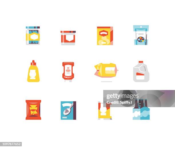 ilustrações de stock, clip art, desenhos animados e ícones de consumer goods 1 - food flat icons - mostarda tempero