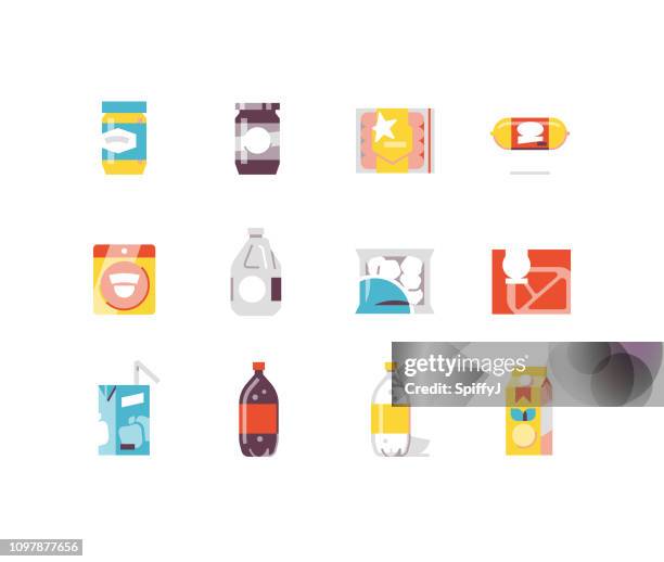 consumer goods 2 - food flat icons - vinegar stock illustrations