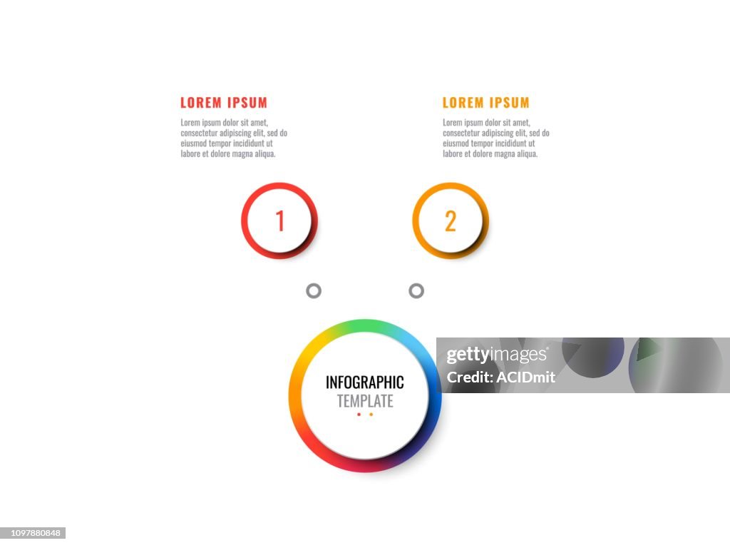 Two Steps Design Layout Infographic Template With Round 3d Realistic ...