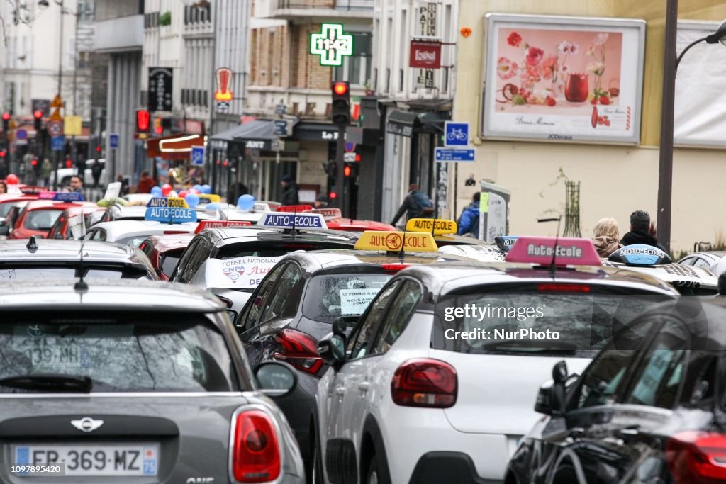 Driving Schools Protest In Paris