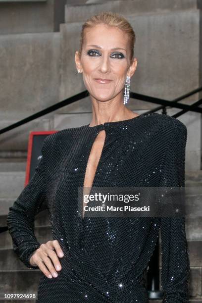 Singer Celine Dion arrives to attend the Alexandre Vauthier Haute Couture fashion show at Grand Palais on January 22, 2019 in Paris, France.