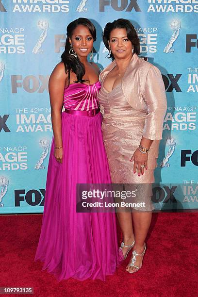 Kiesha Knight Pulliam and Denise Pulliam arrives at the 42nd NAACP Image Awards at The Shrine Auditorium on March 4, 2011 in Los Angeles, California.