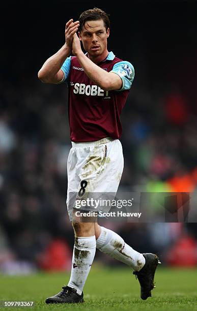 Scott Parker of West Ham United is seen during the Barclays Premier League match between West Ham United and Stoke City at the Boleyn Ground on March...