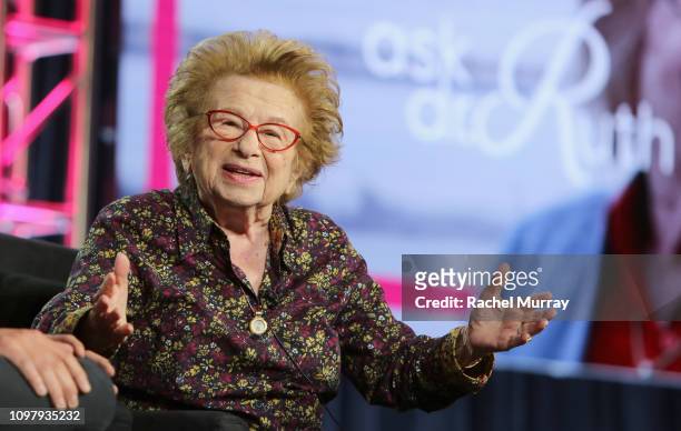 Dr. Ruth Westheimer of 'Ask Dr. Ruth' speaks onstage during the Hulu Panel during the Winter TCA 2019 on February 11, 2019 in Pasadena, California.
