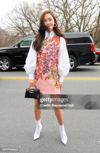 Singer Jessica Jung is seen arriving to Carolina Herrera Fall/Winter 2019 Fashion Show during New York Fashion Week at the New York Historical...