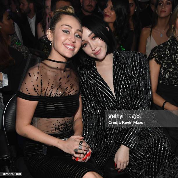 Miley Cyrus and Noah Cyrus pose during the 61st Annual GRAMMY Awards at Staples Center on February 10, 2019 in Los Angeles, California.