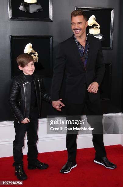 Ricky Martin and Matteo Martin attend the 61st Annual GRAMMY Awards at Staples Center on February 10, 2019 in Los Angeles, California.