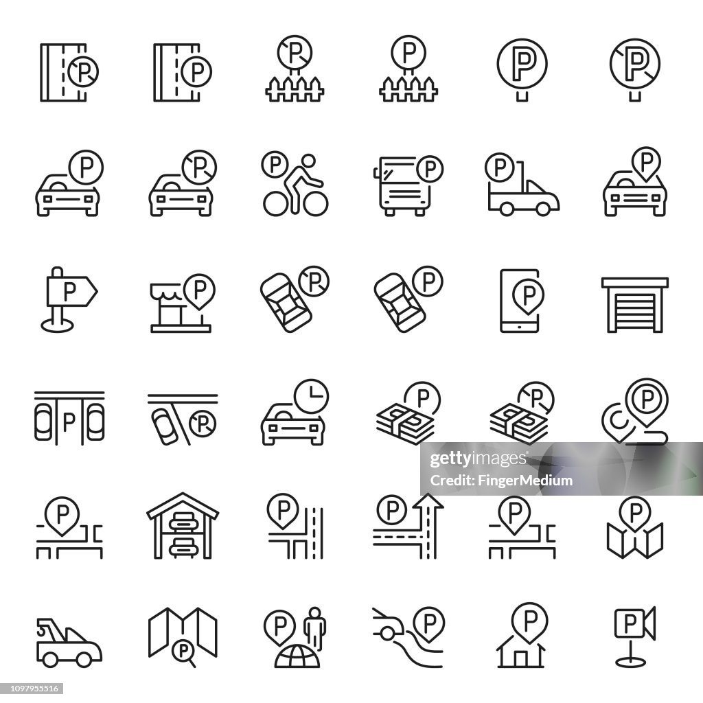 Parking icon set