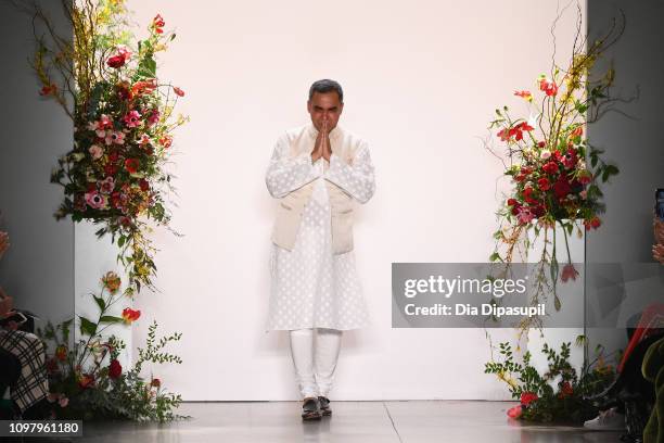Designer Bibhu Mohapatra walks the runway for the Bibhu Mohapatra fashion show during New York Fashion Week: The Shows at Gallery II at Spring...