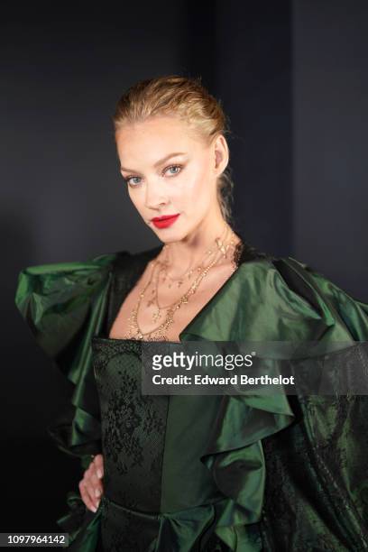 Svetlana Khodchenkova attends the Ulyana Sergeenko Spring Summer 2019 show as part of Paris Fashion Week at Theatre Marigny on January 21, 2019 in...