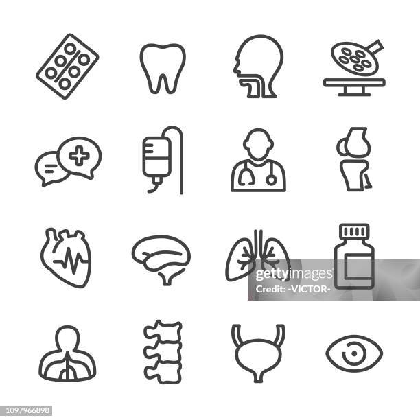 stockillustraties, clipart, cartoons en iconen met gezondheidszorg en geneeskunde icons - line serie - surgeon