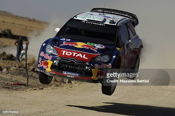 Sebastien Ogier of France and Julien Ingrassia of France compete in their Citroen Total WRT Citroen DS3 WRC during Leg2 of the WRC Rally Mexico on...