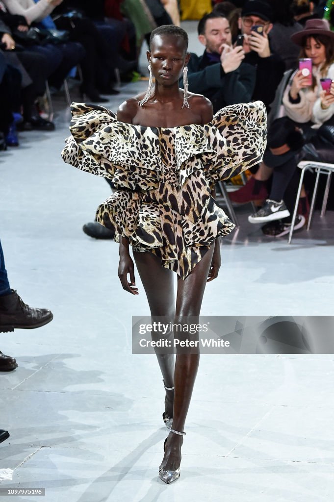 Shanelle Nyasiase walks the runway during the Alexandre Vauthier ...