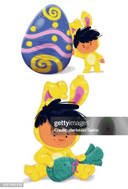 the easter bunny (children) - easter bunny costume stock illustrations