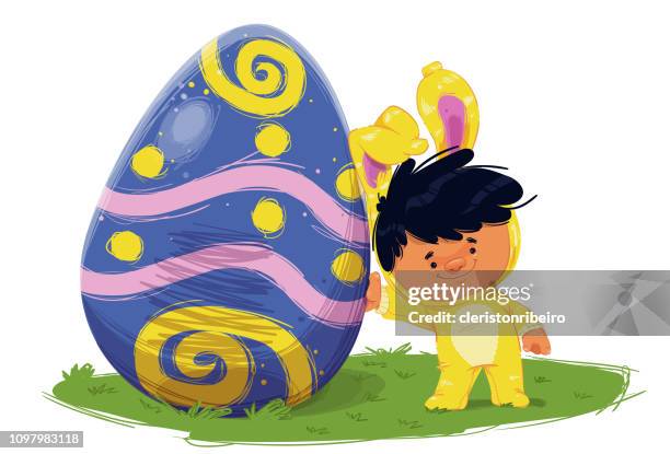 the easter bunny - stachys byzantina stock illustrations