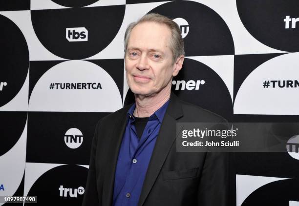Steve Buscemi of the television show 'Miracle Workers' poses in the green room during the TCA Turner Winter Press Tour 2019 at The Langham Huntington...