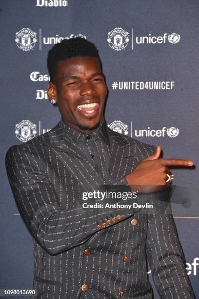 Paul Pogba attends the United for Unicef Gala Dinner at Old Trafford on January 22, 2019 in Manchester, England.