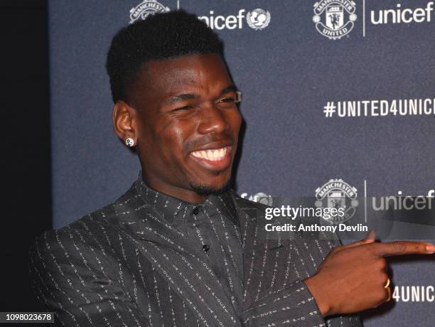 Paul Pogba attends the United for Unicef Gala Dinner at Old Trafford on January 22, 2019 in Manchester, England.