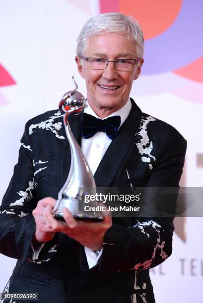 Paul O'Grady poses with the factual entertainment award at the National Television Awards held at The O2 Arena on January 22, 2019 in London, England.