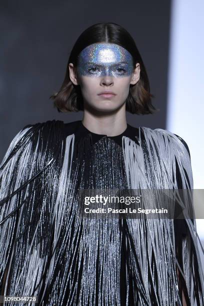 Model walks the runway during the Givenchy Spring Summer 2019 show as part of Paris Fashion Week on January 22, 2019 in Paris, France.