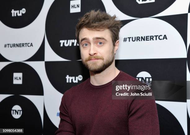 Daniel Radcliffe of the television show 'Miracle Workers' poses in the green room during the TCA Turner Winter Press Tour 2019 at The Langham...