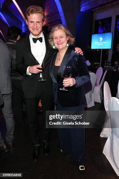 Christiane Graefin zu Rantzau and her nephew Casimir zu Rantzau during the Cinema for Peace Gala at the Westhafen Event & Convention Center on...