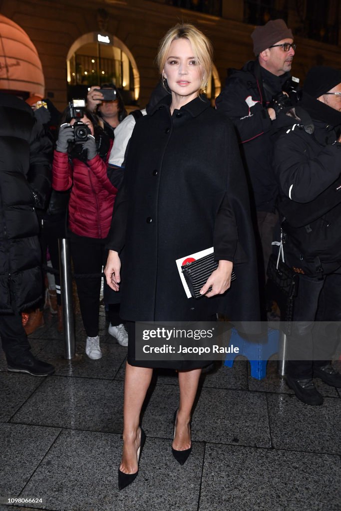 Virginie Efira is seen arriving at Armani Privè fashion show during