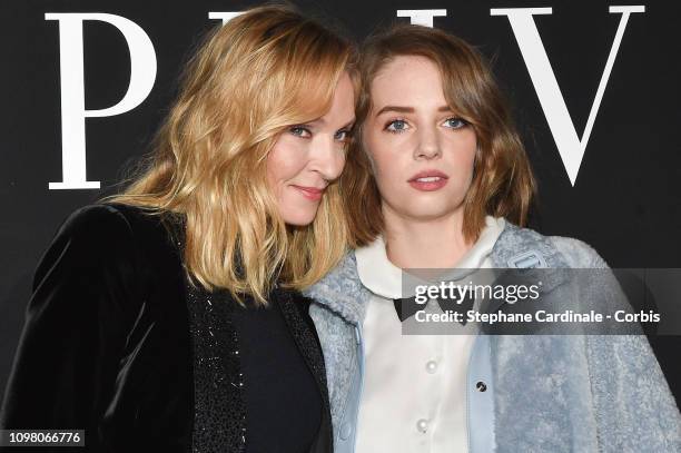 Uma Thurman and her daughter Maya Hawke attend the Giorgio Armani Prive Haute Couture Spring Summer 2019 show as part of Paris Fashion Week on...