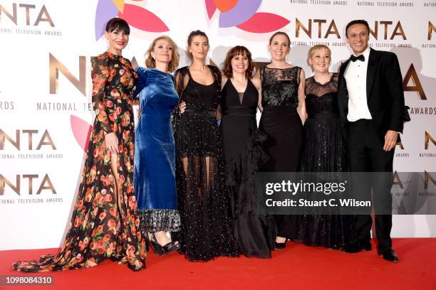 The cast and crew of "Emmerdale" winner of the Best Serial Drama award, during the National Television Awards held at The O2 Arena on January 22,...