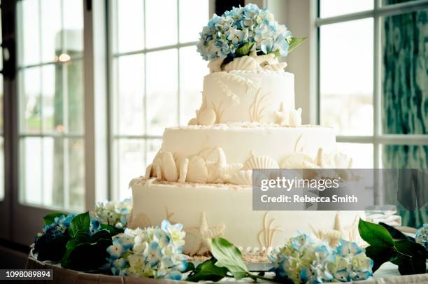 ocean themed wedding cake - wedding cake stock-fotos und bilder