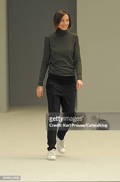 Phoebe Philo on the runway at the Celine fashion show during Paris Fashion Week on March 6, 2011 in Paris, France.
