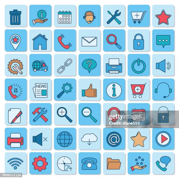 webpage user interface icons in thin line style - security response stock illustrations