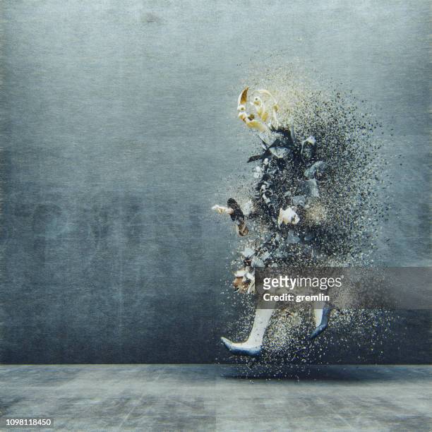 surreal abstract businesswoman disintegration - deterioration stock pictures, royalty-free photos & images