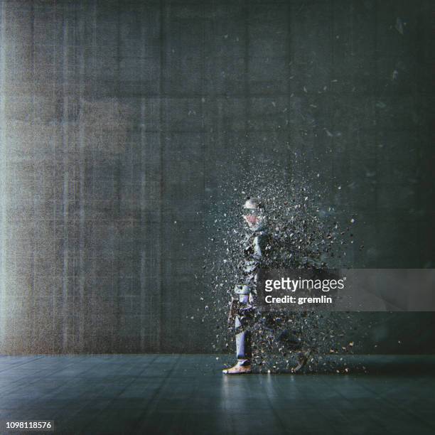 surreal abstract businessman disintegration - deterioration stock pictures, royalty-free photos & images