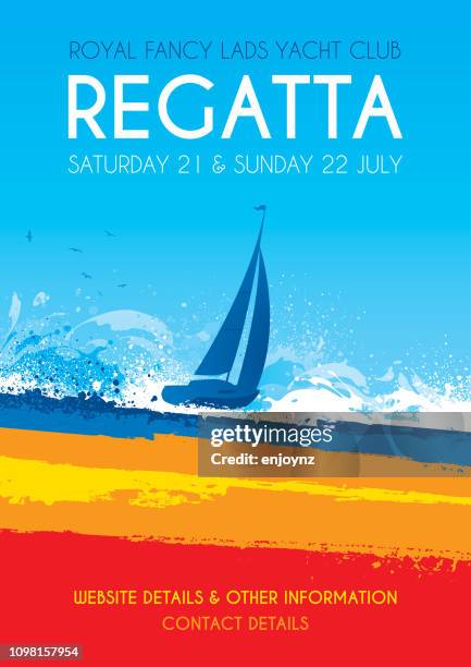 segeln-regatta-plakat - sailboat racing stock-grafiken, -clipart, -cartoons und -symbole