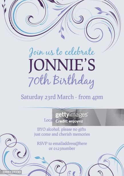 birthday party invite - 70th birthday stock illustrations
